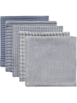 Store Everyday Kitchen Collection Karışık Bulaşık Bezi Seti, 12X12, Taş Yıkama Mavisi, 5 Adet