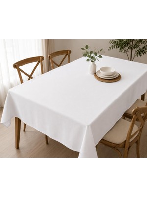 Store Düz Renk Kumaş Masa Örtüsü, Şık ve Modern, Kolay Temizlenebilir, Kırık Beyaz