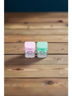 Store Tek Gözlü Mini Box Kalemtıraş, 2 Adet, Pembe ve Yeşil