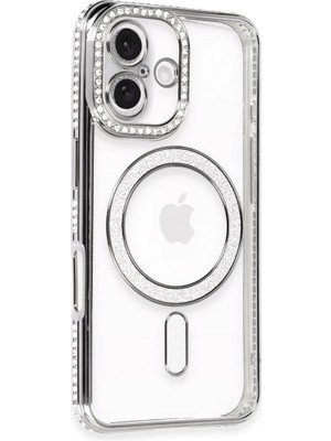 Store Apple iPhone 16 Kılıf Joke Simli Magneticsafe Kılıf - Gri