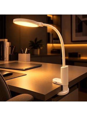 CoverZone Saywin 10W LED Masa Lambası, Esnek Boyunlu, USB 5V/2A, Yayıncılar Için Aydınlatma Beyaz F-U5