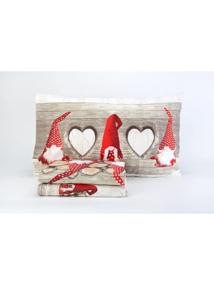 Store Italya'da Flanel Nevresim Set% 100 Sıcak Pamuk Yapımı | Gömme Sac 160 x 300 cm + Gömme Sac 90 x 200 cm + Kapak Yastık 50 x 80 cm | Gnome Baskı [kırmızı, 1p]