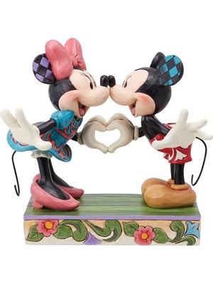 Disney Gelenekleri Jim Shore Mickey ve Minnie Mouse Kalp Eller Heykelcik, 16,125 Cm, Çok Renkli