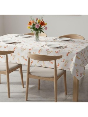 Store Baskılı Yıkanabilir 140 x 140 cm Masa Örtüsü Mutfak Bahçe Piknik Masa Örtüsü I Kırmızı Ağırlıklı Çiçek Desenli