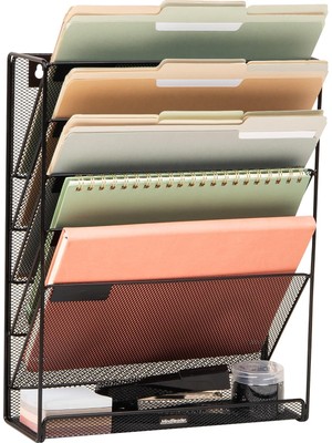 Store Floor Oder Mounted Magazine Rack, Black Metal Mesh