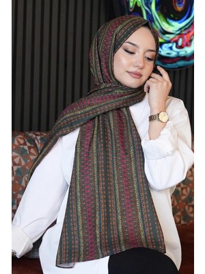 Store Etnik Desen Koyu Yeşil Soft Pamuk Şal Zümrüt