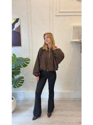 Shın Butik Shın Kadın Siyah Ispanyol Paça Yüksek Bel Tayt