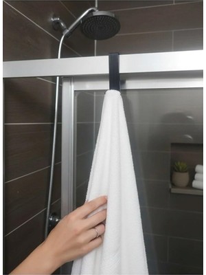 Store Tekli Banyo Duşakabin Camına Takılan Askılık Duşakabin Havlu Lif Bornoz Askısı (Beyaz)