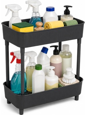 Store Iki Katlı Raf Mutfak Banyo Düzenleyici, Tezgah Evye Lavabo Altı Üstü Organizer, 2 Kat Dolap Içi Depolama (Antrasit)