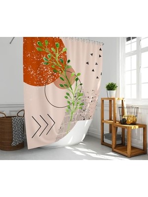 Banyo Perdesi 1X180X200 Tek Kanat Duş Perdesi Halka Hediyeli Duşakabin Perdesi Bohemian