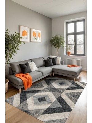 Vameysa Modern Şönil Kaymayı Önleyici Doğal Pamuk Tabanlı Yıkanabilir Antibakteriyel Çevre Dostu Salon Halısı 160X230