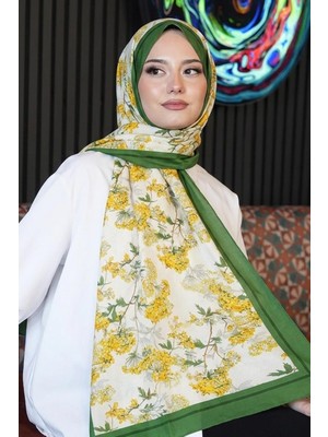 Store Çiçek Desen Sarı Soft Pamuk Şal