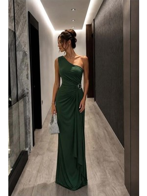 Tek Elbise Abiye Omuz Maxi Kemerli
