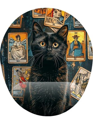 Store Tarot ve Kedi Desenli Bilek Destekli Mouse Pad