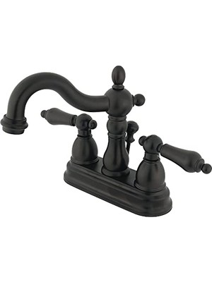 KB1605ALB Heritage 10 cm Merkez Set Lavabo Musluğu Kol Kolu ve Pirinç Pop-Up, Yağla Pürüzsüzleştirilmiş Bronz