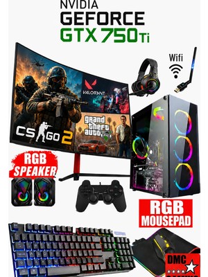 DMC N49X ( PUBG,GTA 5) i7 4770 16GB 256GB SSD 500GB HDD 4GB GTX750Tİ,24''Curved Monitör Oyuncu Masaüstü Bilgisayar
