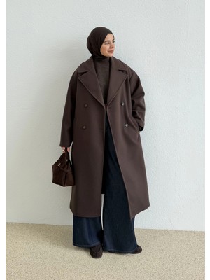 Moda Aksa 0190 Zr Muadili Oversize Astarlı Kaban Kahve