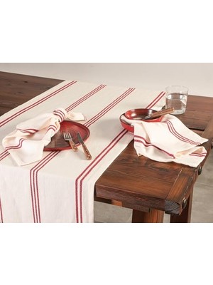 Chantilly Kırmızı Çizgili Pamuk Runner 50X150 cm