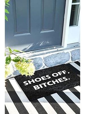 Shoes Off Yazılı Dekoratif Paspas, Ev, Banyo, Mutfak ve Giriş Için