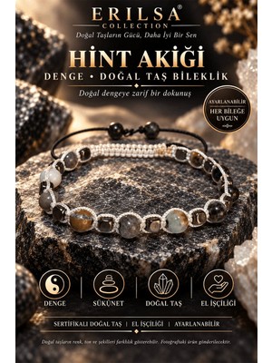 Erilsa Sertifikalı Denge Sakinlik Sükunet Huzur Farkındalık Doğal Taş Bileklik - Hint Akiği