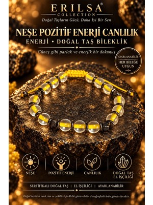 Erilsa Sertifikalı Neşe Pozitif Enerji Canlılık Motivasyon Denge Doğal Taş Bileklik - Sarı Termal Kuvars