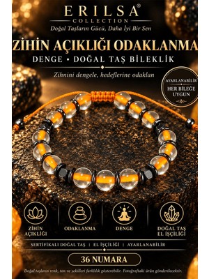 Erilsa Sertifikalı Zihin Açıklığı Odaklanma Konsantrasyon Denge Doğal Taş Bileklik - Turuncu Termal Kuvars