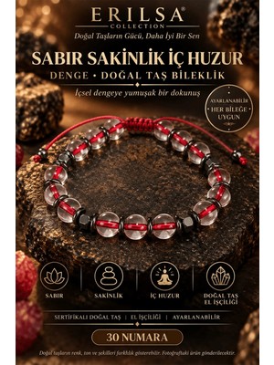 Erilsa Sertifikalı Sabır Sakinlik Iç Huzur Denge Uyum Doğal Taş Bileklik - Kırmızı Termal Kuvars