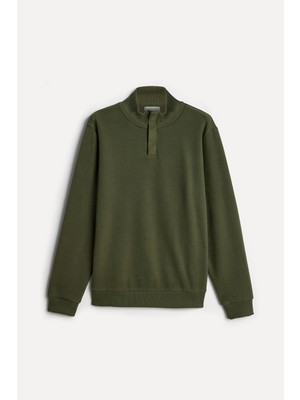 Mudo Erkek Haki Dik Yaka Sweatshirt