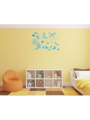 Mavi Kelebek Desenli Şeffaf Pvc Duvar Stickerı