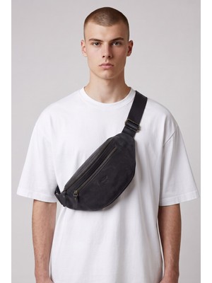 Bee Black %100 Hakiki Deri Cuyt Model Unisex Bel Çantası-Çapraz Çanta