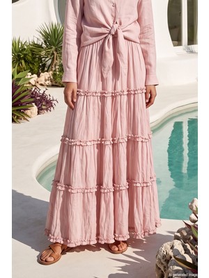 Ceremony Renkli Kat Detay Nil Etek 613 Pembe