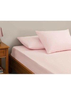 Pamuklu Ranforce Tek Kişilik 160X240 Lastiksiz Çarşaf Takımı - Toz Pembe