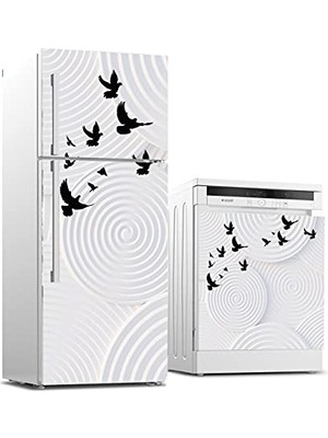 3D Kuş Desenli Beyaz Eşya Stickerı