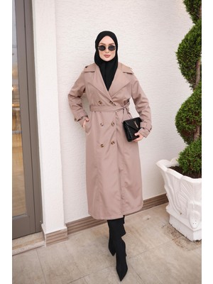 İmaj Butik Vizon Kruvaze Yaka Düğmeli Trençkot