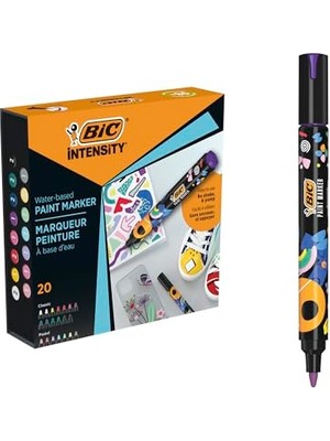 Intensity Paint Markör 20'li Kutu, Su Bazlı, Çalkalama Gerektirmeyen Formül, Farklı Yüzeylerde Kullanıma Uygun