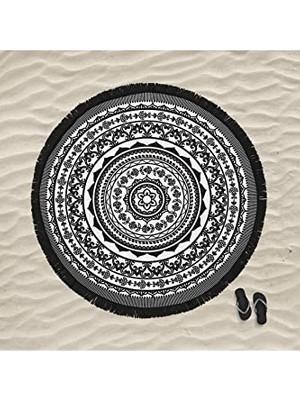 Mandala Desenli 4 Yuvarlak Plaj Havlusu
