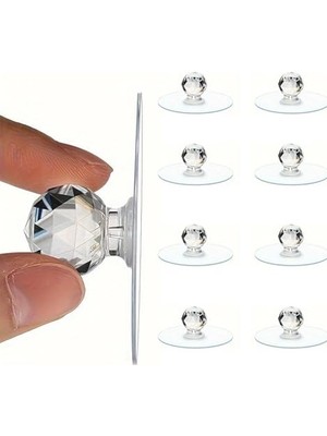 8 Adet Şeffaf Kapı Kolu Kendinden Yapışkanlı Dolap Çekmece Tutacağı Gardırop Mutfak Banyo Mobilya Kolu (8 Adet)