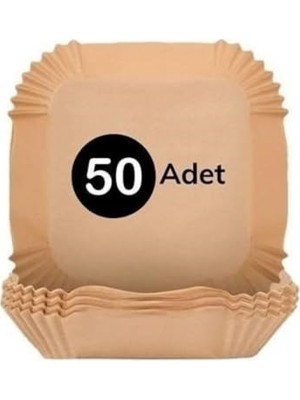 50 Adet Air Fryer Pişirme Kağıdı Tek Kullanımlık Hava Fritöz Yağ Geçirmez Yapışmaz Kare Tabak Model