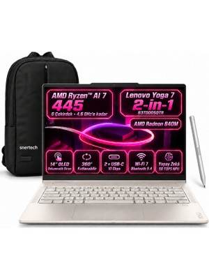 Lenovo Yoga 7 2-In-1 14AGP11 Ryzen Aı 7 445 32GB 1tb SSD 14"  Amd Radeon 840M OLED Touch Windows 11 Pro 83TD005QTRS2 Taşınabilir Bilgisayar Kalem + Snertech Çanta