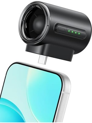 Güçlü USB C Telefon Fanı, 17000 Rpm, 11 M/s Hava Akışı, Iphone, iPad ve Tablet Uyumlu, 4 Hızlı Mini Fan, Siyah