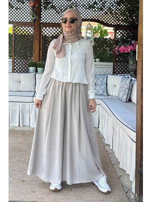 Rabia Şamlı Vera Etekli Pantolon Taş