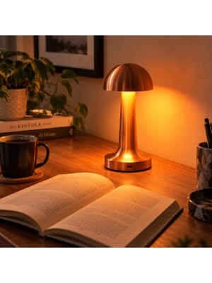 Mantar Dokunmatik LED Masa Lambası Şarjlı 3 Kademeli Işık Ayarlı Modern Dekoratif Masa Lambası