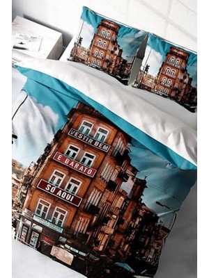 Nevresim Takımı, %100 Pamuk Saten Çift Kişilik Apartment Desenli, MONOHOME40390