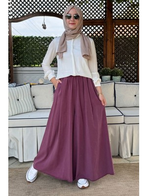 Rabia Şamlı Vera Etekli Pantolon Bordo