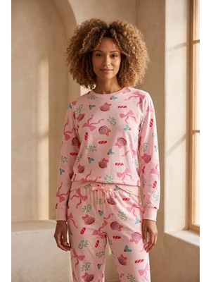 Bony Socks Kadın Dear Santa Candy Pijama Takımı Pembe