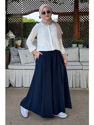 Rabia Şamlı Vera Etekli Pantolon Lacivert