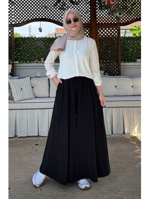Rabia Şamlı Vera Etekli Pantolon Siyah