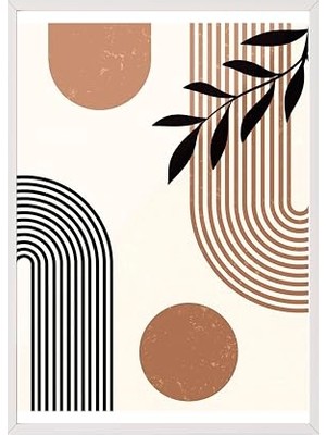 Beyaz Çerçeveli Tablo, Geometrik Soyut Desen, Salon Dekoru Poster No: 106842 21 x 30
