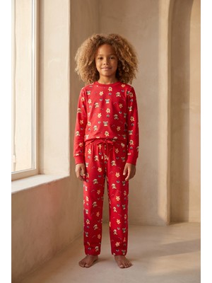 Bony Socks Kız Çocuk Dear Santa Ginger Breadman Pijama Takımı Kırmızı