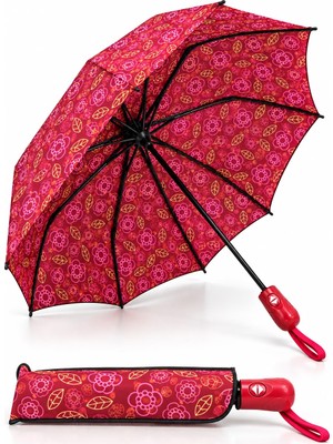 Modalucci 8 Telli Fiber Otomatik Şemsiye – Çiçek Desenli, Katlanabilir, Dayanıklı Unisex Yağmur Şemsiyesi